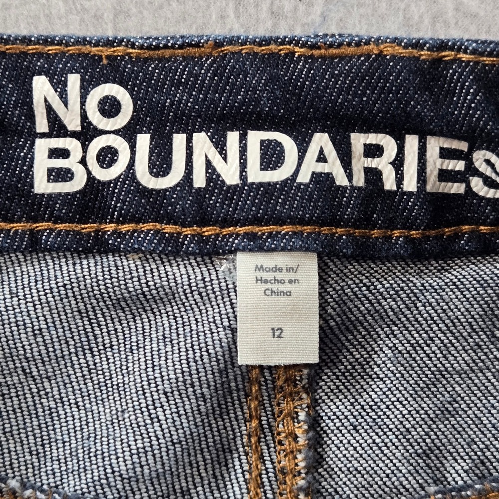 No Boundaries Cargo Jeans Women 12 Dark Wash Wide Leg Drawstring Utility Denim - Picture 5 of 10